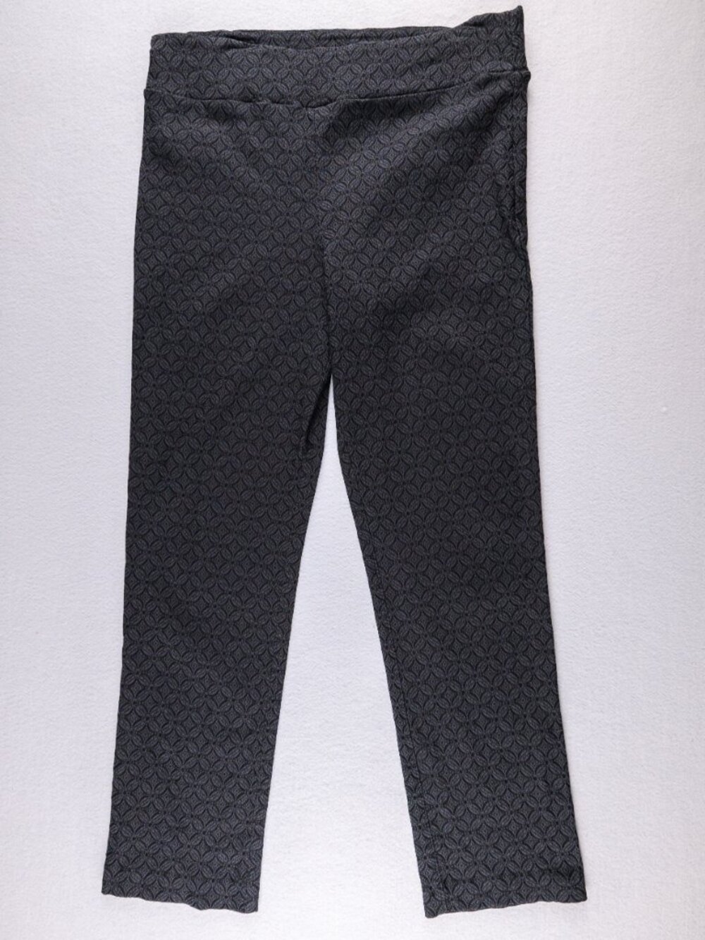 Margaret M Womens L Slimming Pants Black Jacquard Pull On Stretch